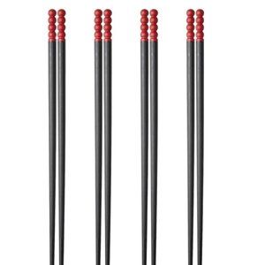 Reusable 9 inch Chopsticks, Red & Black. 4 Pairs Decorative New